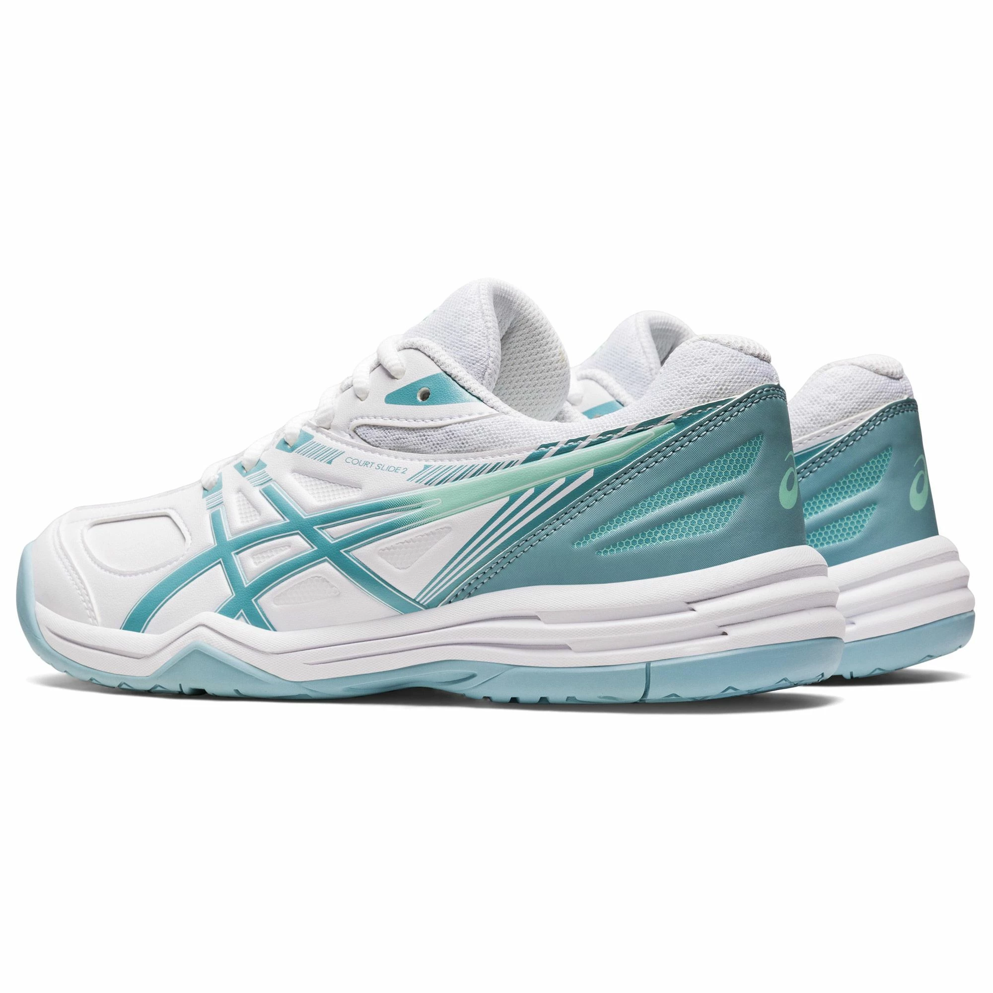 Asics Court Slide 2 Tennisschuhe Damen Weiß - Hellblau – Bild 2