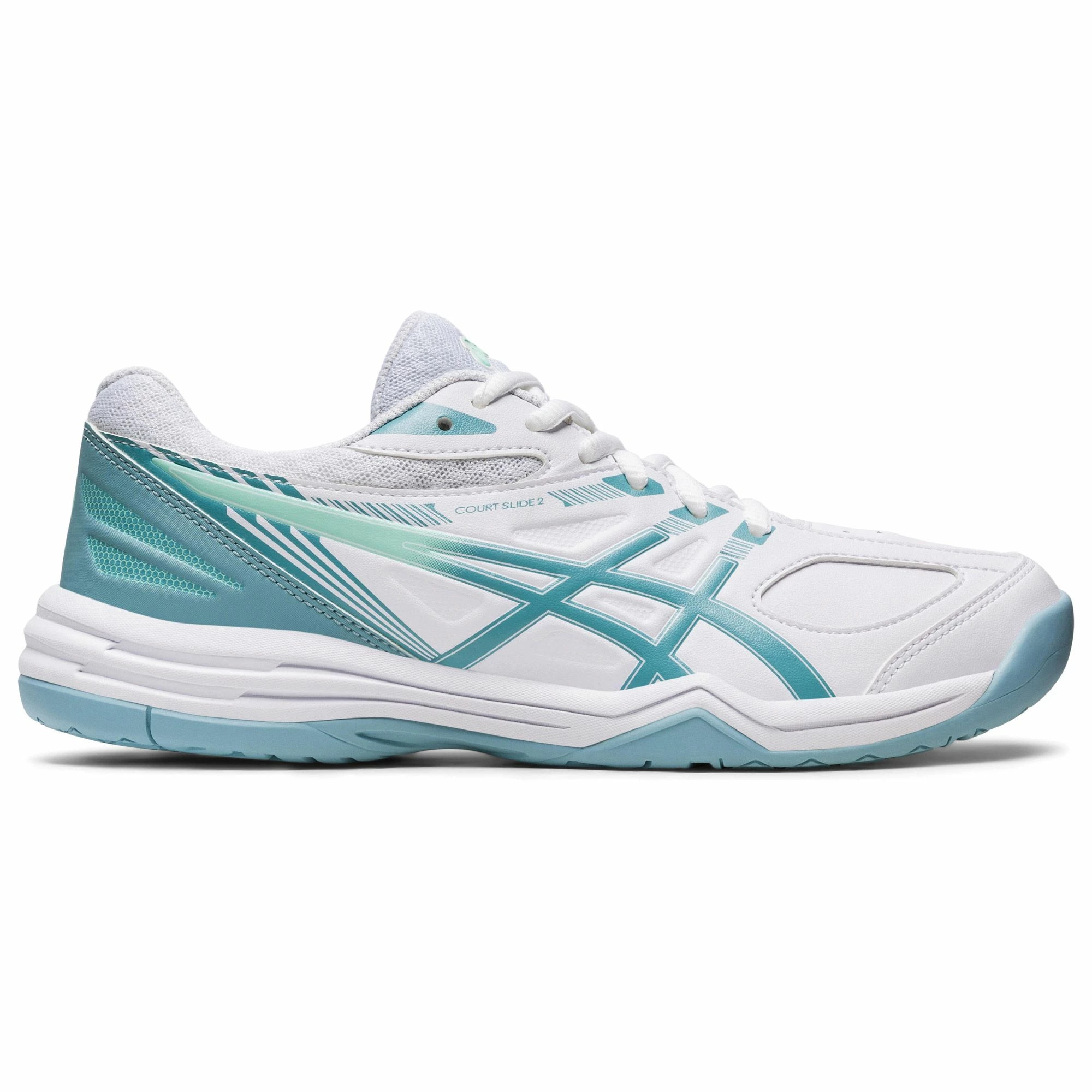 Asics Court Slide 2 Tennisschuhe Damen Weiß - Hellblau – Bild 3