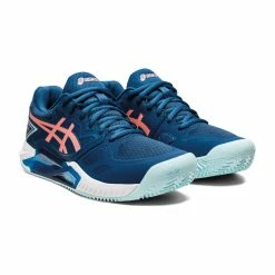Asics Gel-Challenger 13 Clay Tennisschuhe Damen Blau - Orange/rosa