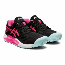 Asics Gel-Challenger 13 Padelschuhe Damen Schwarz - Rosa - Weiß - Hellblau