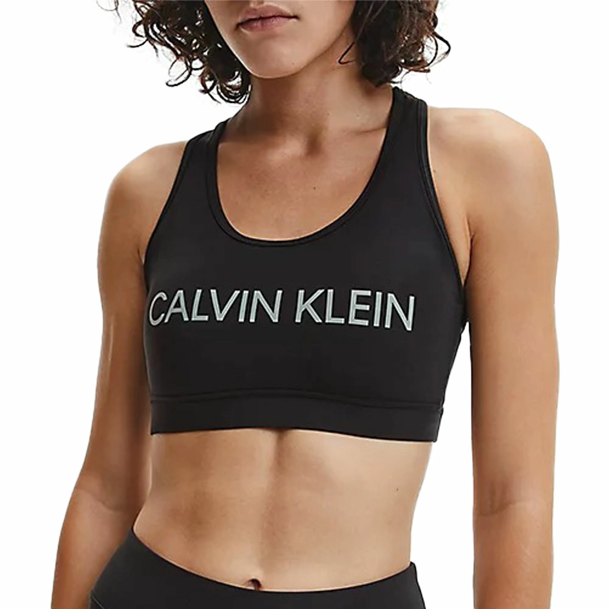 Calvin Klein Medium Support Sport BH Damen Schwarz - Weiß