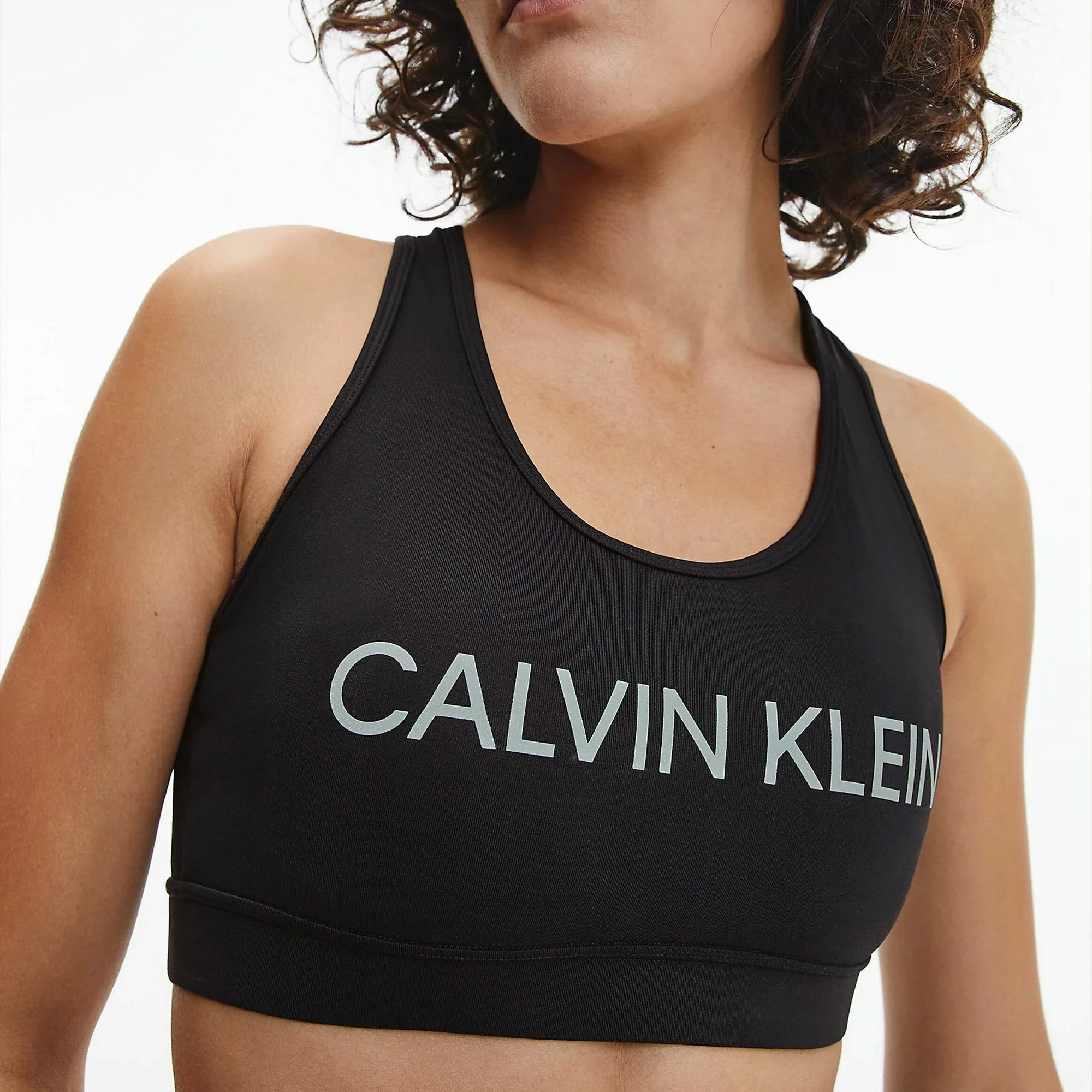 Calvin Klein Medium Support Sport BH Damen Schwarz - Weiß – Bild 4