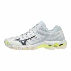 Mizuno Wave Voltage Indoorschuhe Damen Weiß - Hellblau - Gelb