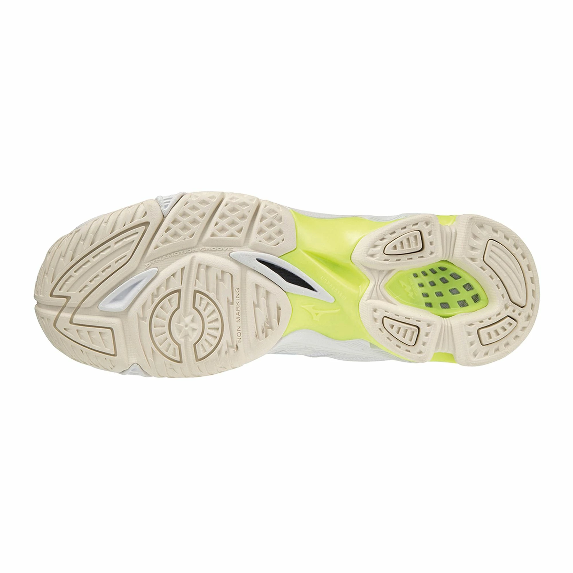 Mizuno Wave Voltage Indoorschuhe Damen Weiß - Hellblau - Gelb – Bild 3