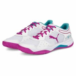 Puma Solarsmash RCT Padelschuhe Damen Weiß - Rosa - Hellblau